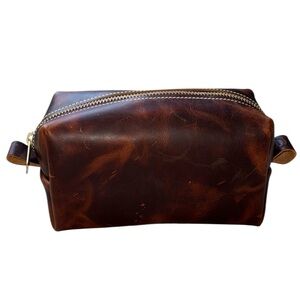 BEN GEISLER Saddlemaker Distressed Brown Leather Travel, Shave Bag, NWOT